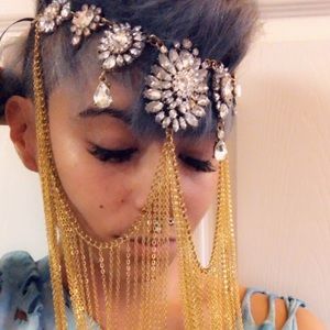 Rhinestone and chain veil